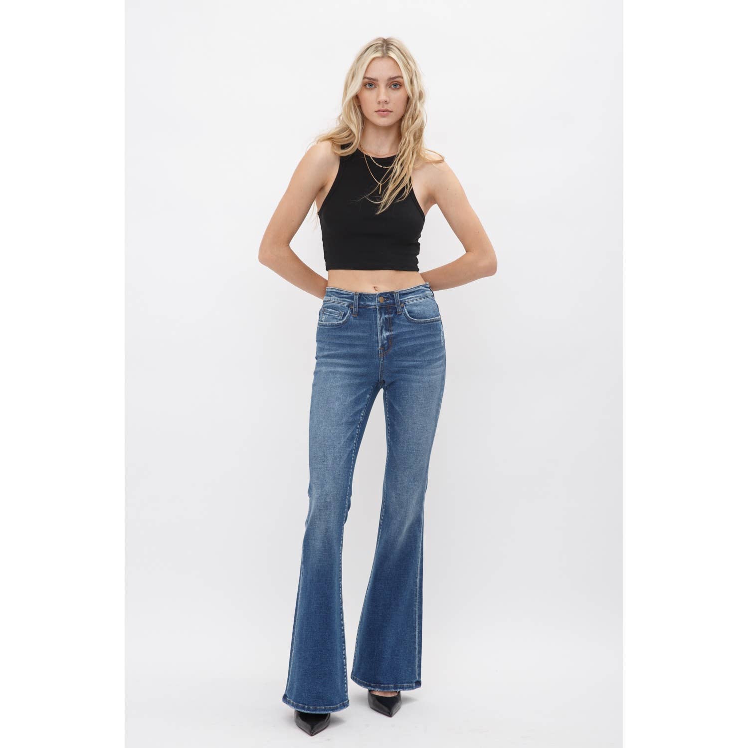 Medium Wash Denim High Rise Flare