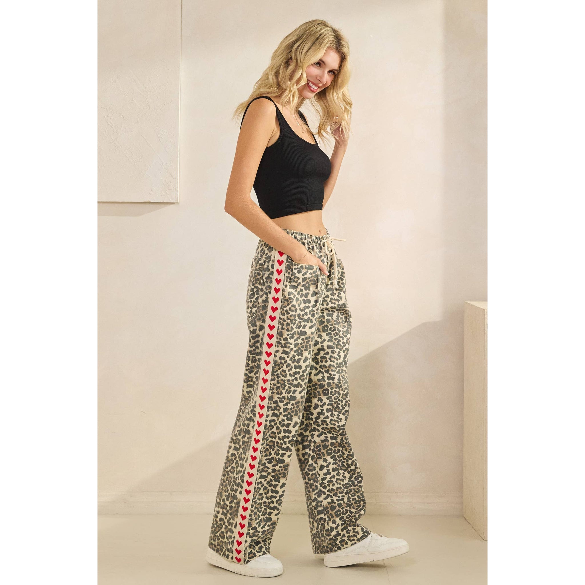 Leopard Striped Wide-Leg Pants