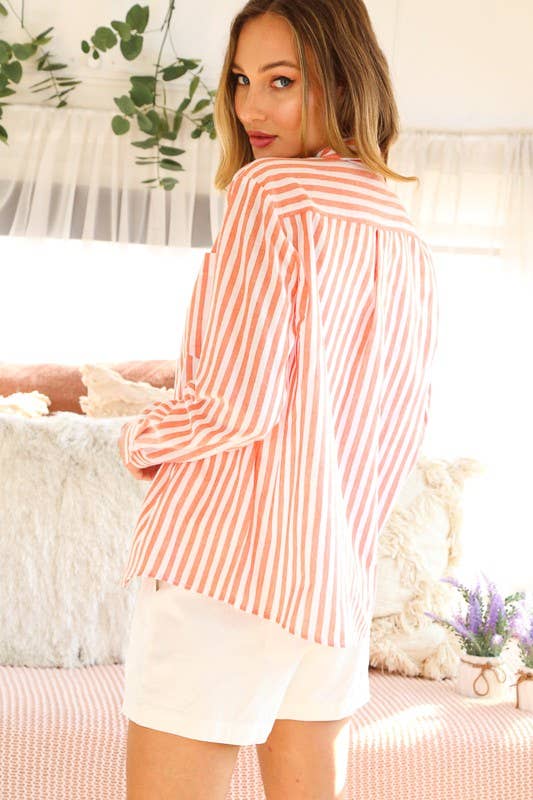 Cotton Striped Button Down Shirt