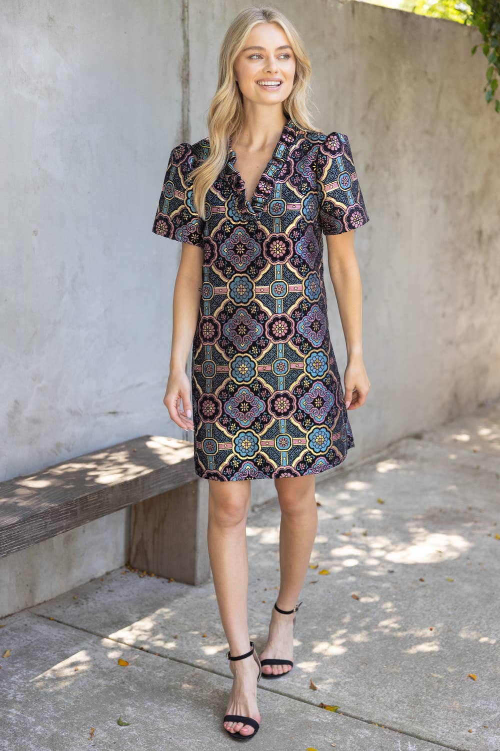Multi Mandala Jaquard Sheath Dress