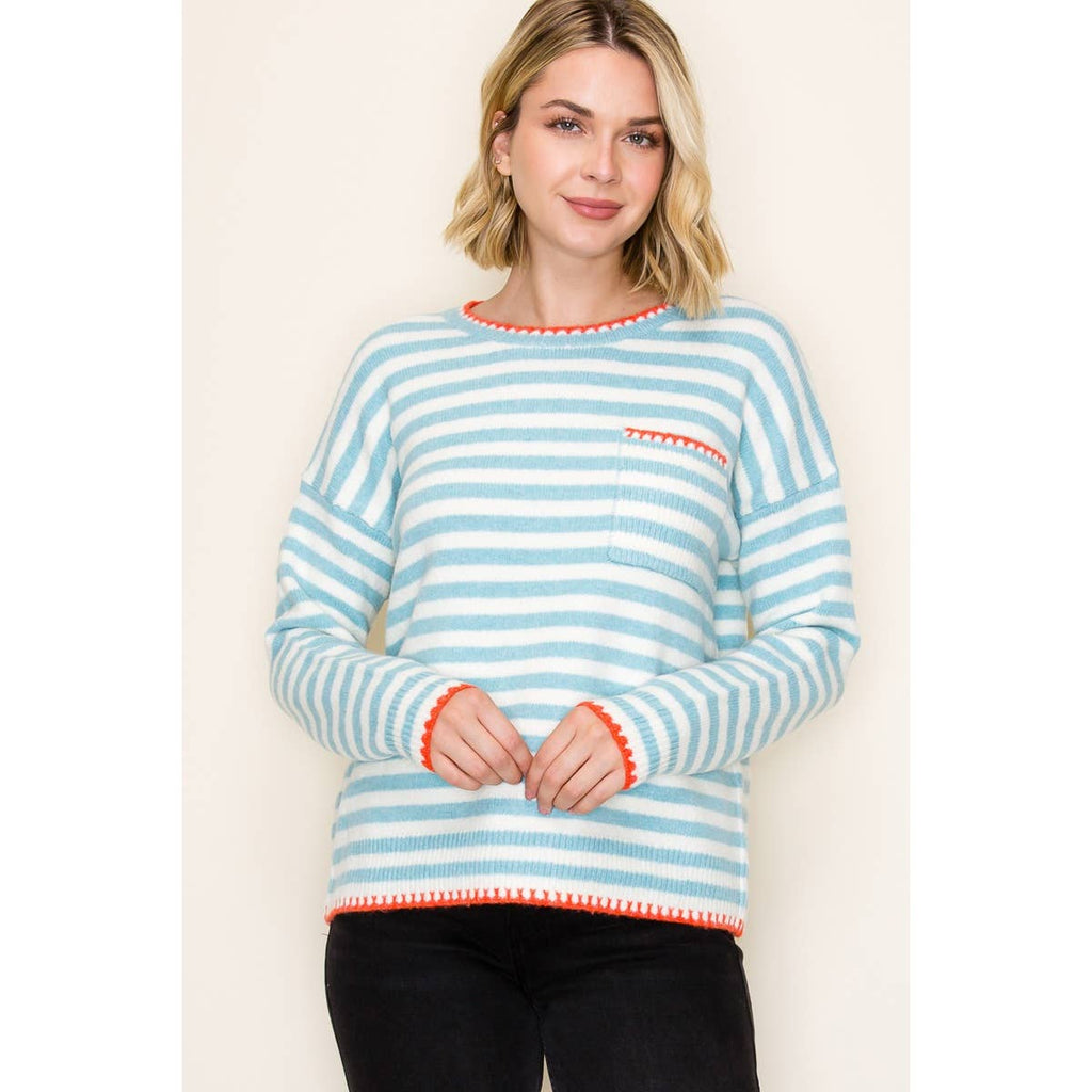 Blue White Stripe Sweater