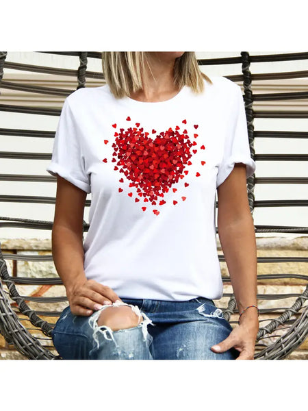 Valentine's Day 3 D Heart Graphic Tee