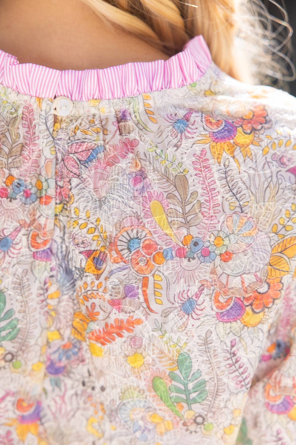 Embroidered Floral Puff Sleeve Top