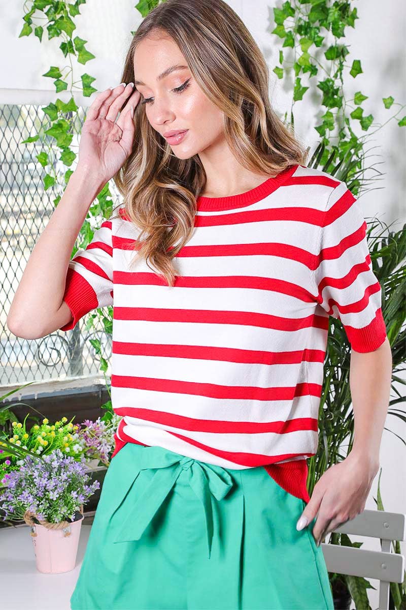 Short-Sleeve Lightweight Sweater