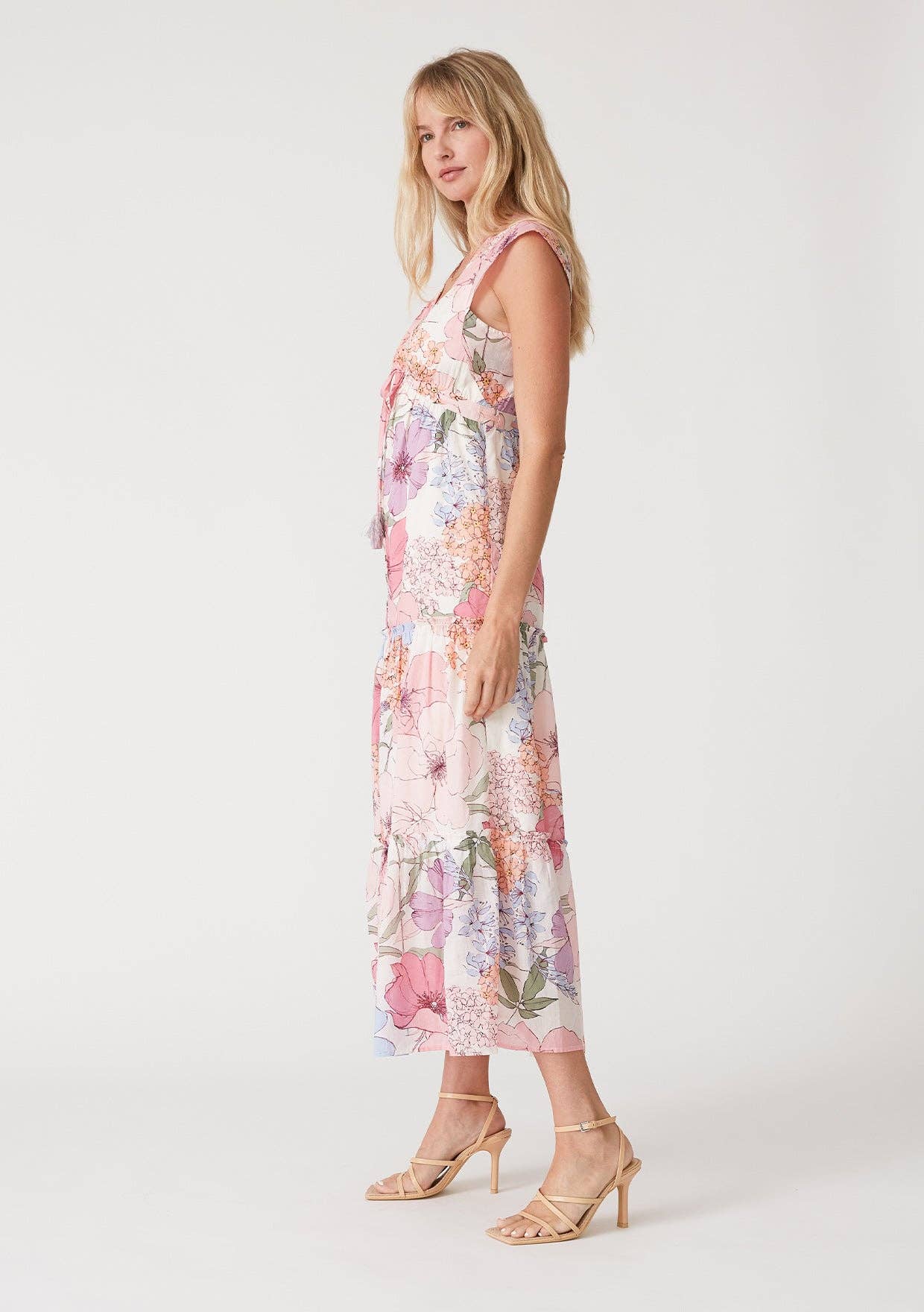 Floral Cap Sleeve Ruffle Tiered Maxi Dress Floral Cap Sleeve Ruffle Tiered Maxi Dress