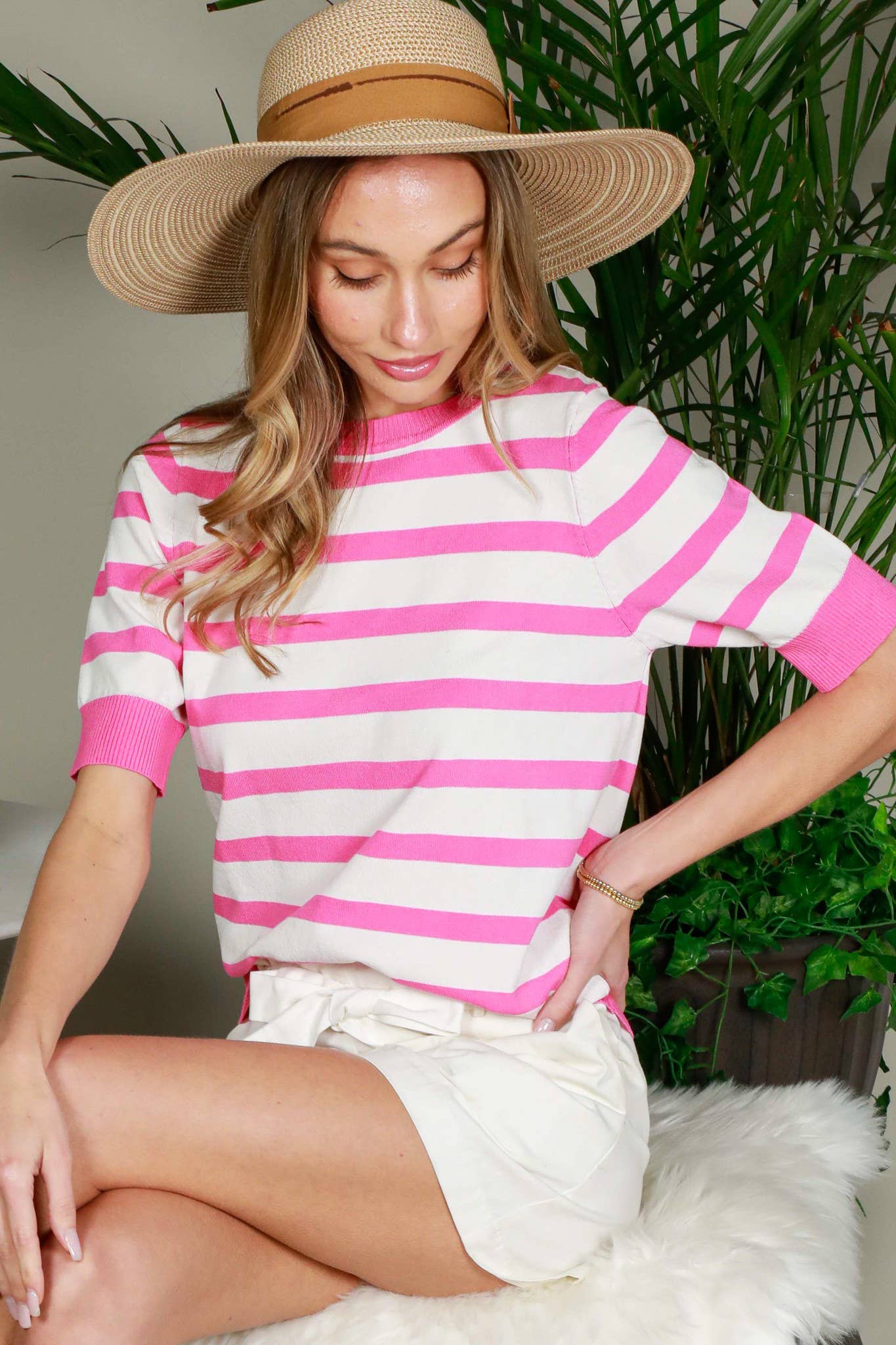 Short-Sleeve Lightweight Sweater