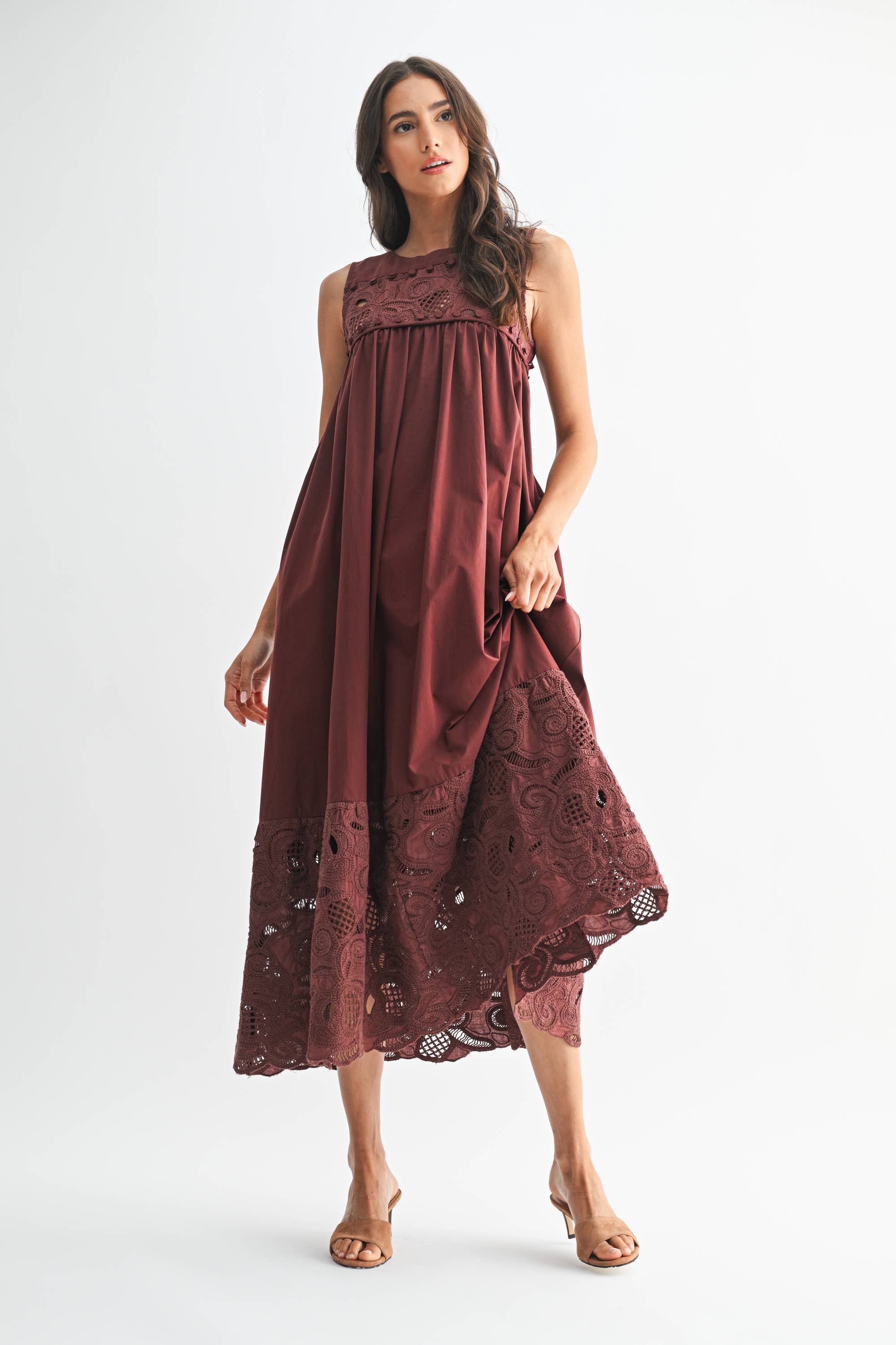 Boho Maxi Dress with Lace Details