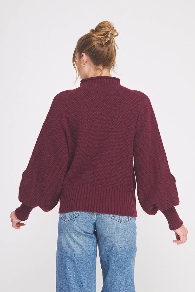Burgundy Floral Embroidered Sweater
