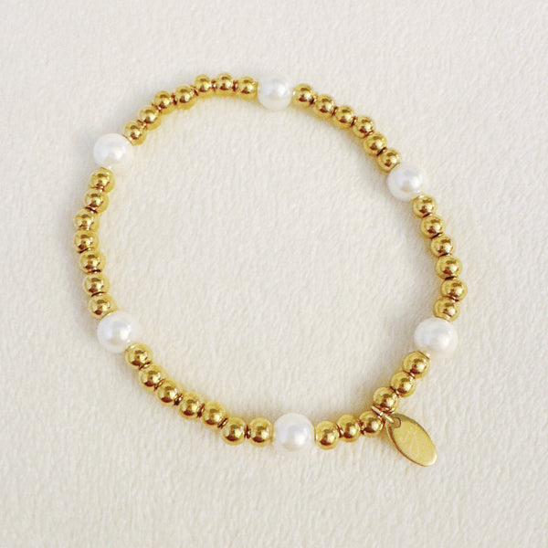 Golden Beads Stone Stretch Bracelet