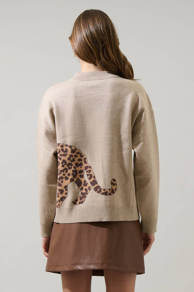 Tan Leopard Knit Sweater