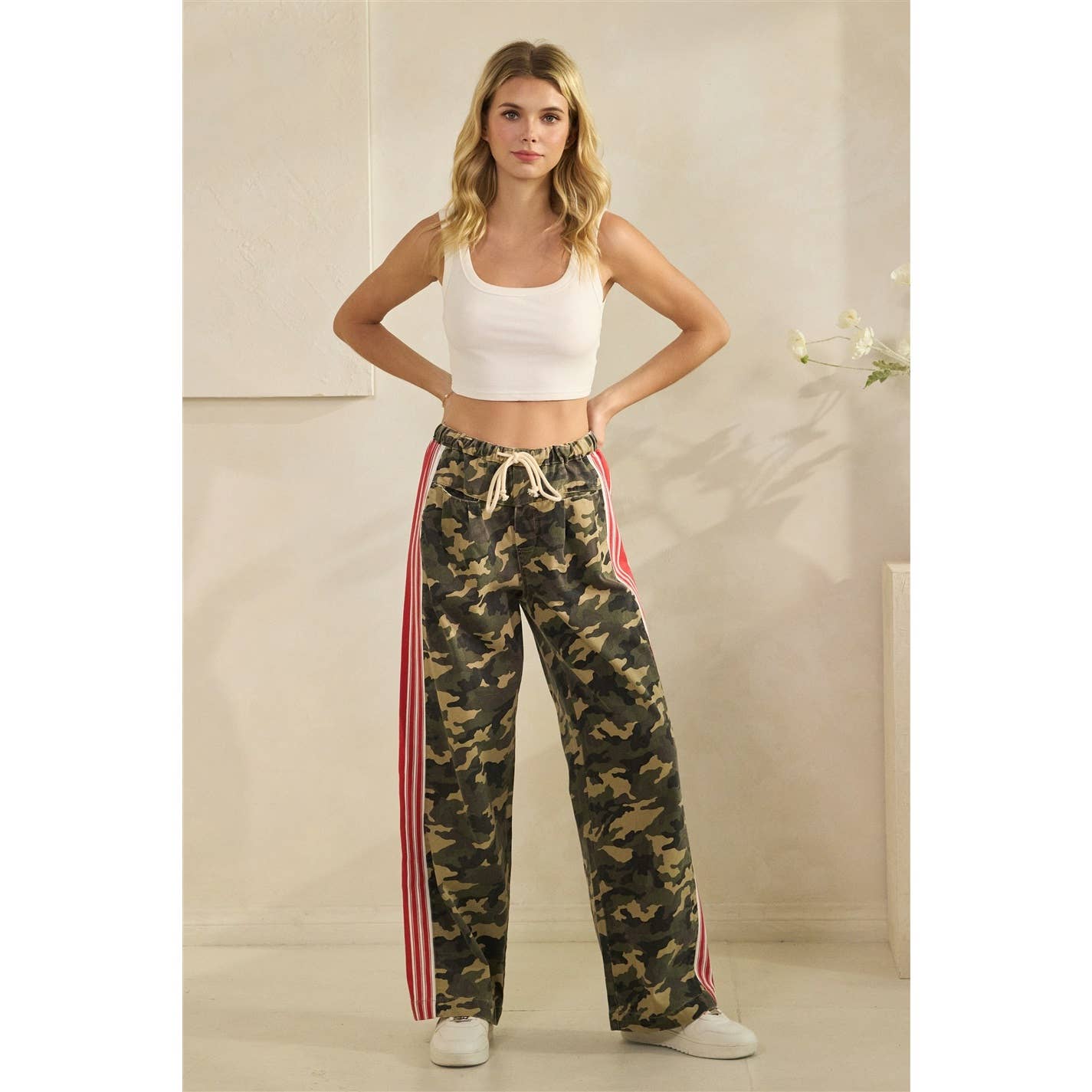 Camo Sport Striped Wide Leg Lounge Pants