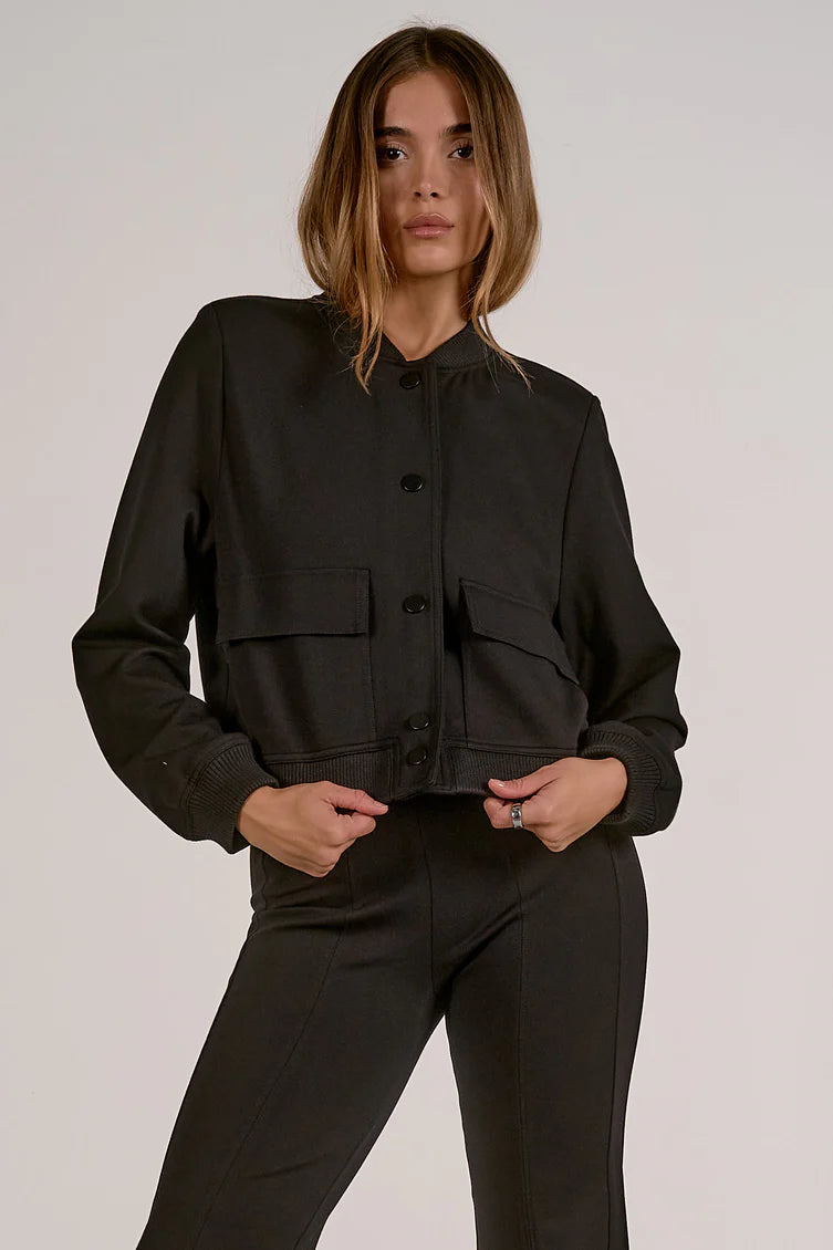 Black Cargo Bomber Jacket