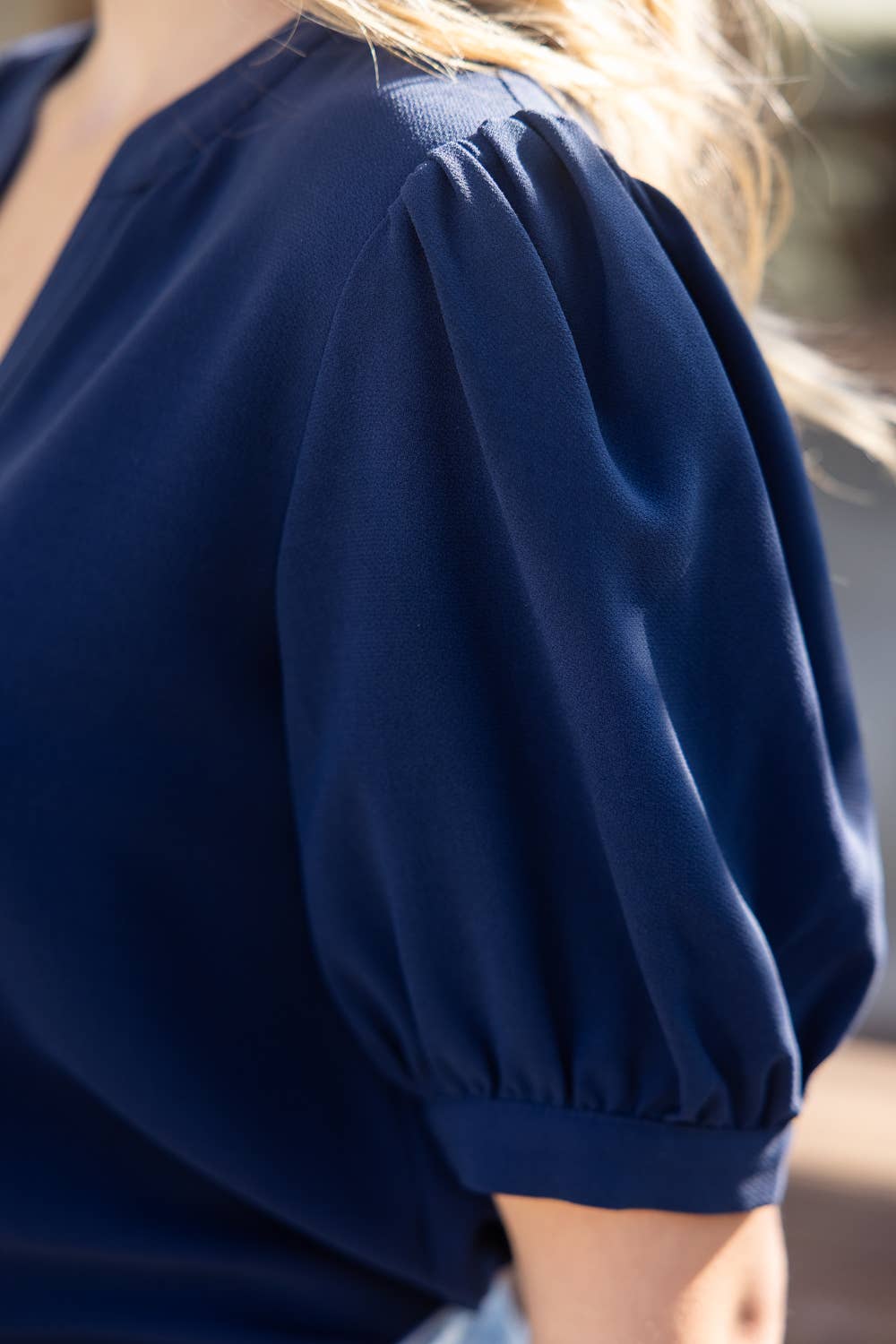Button Down Puff Sleeve Blouse