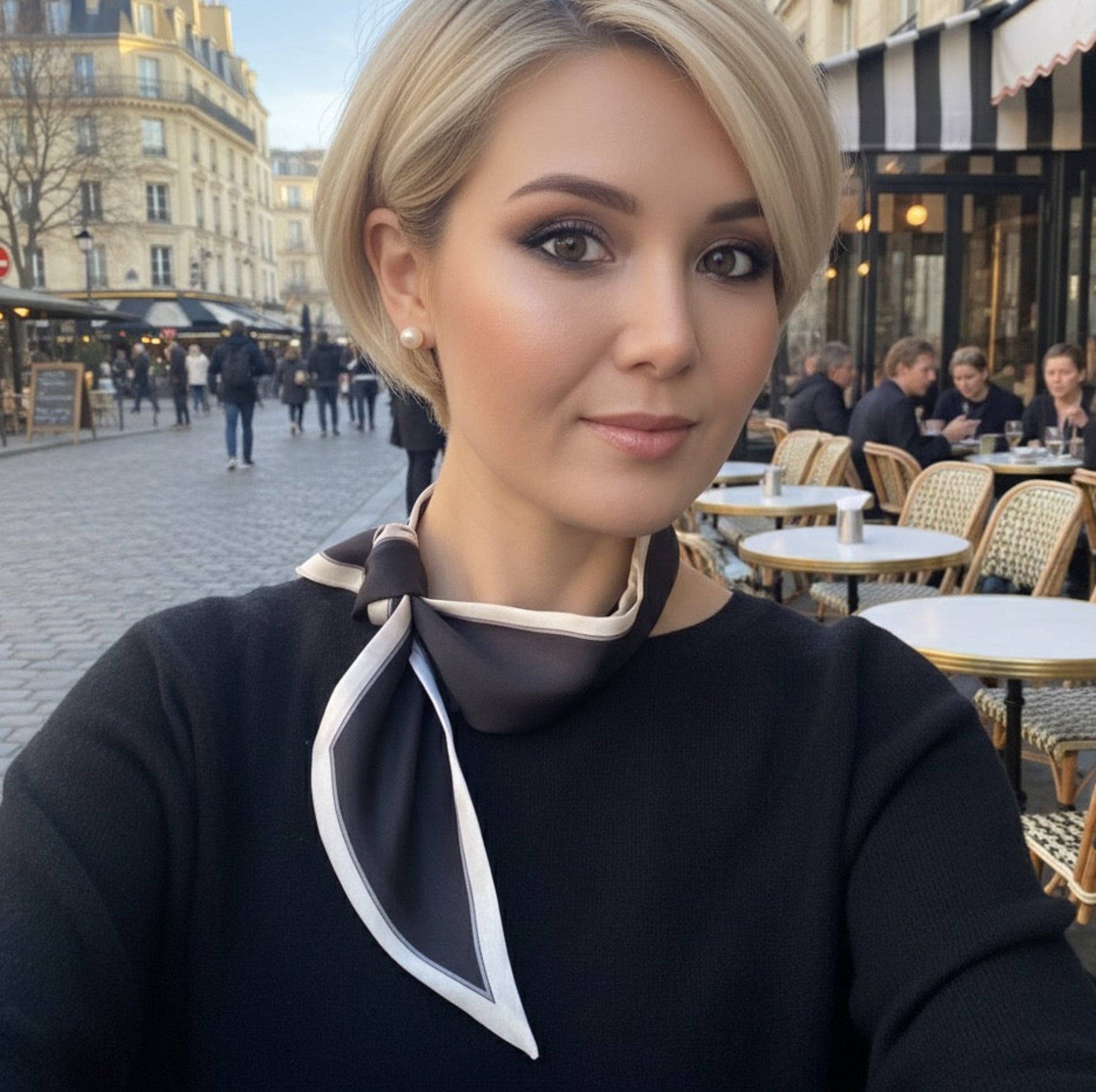 Chic Contrast Edge Ribbon Scarf