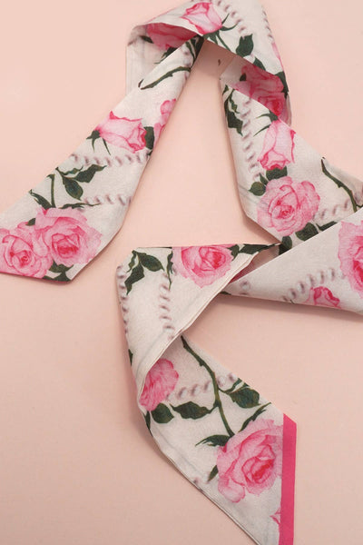 Pink Rose Silky Twilly Scarf