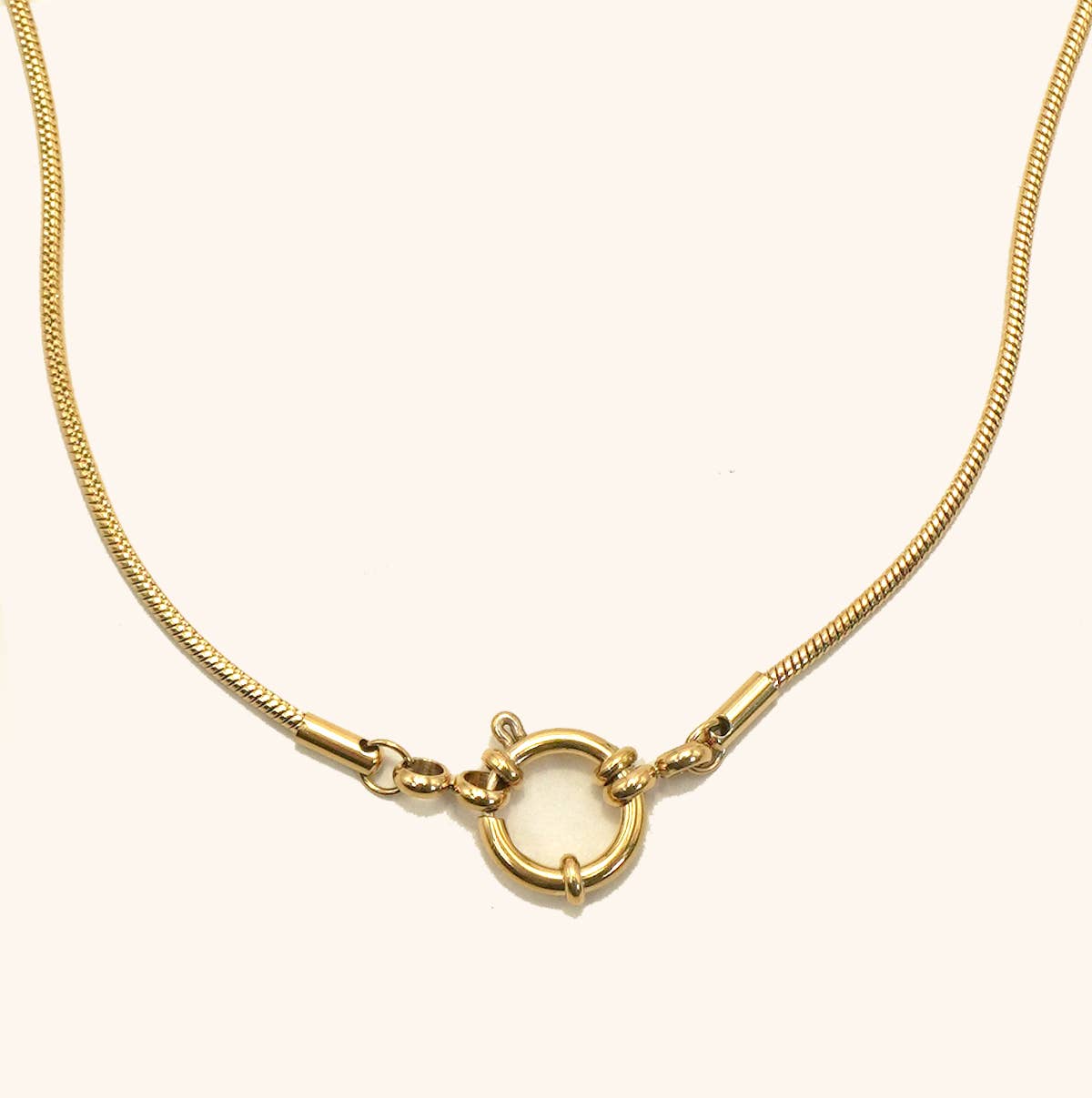 18K Gold Multi-Chain Necklace with Charm Clasp
