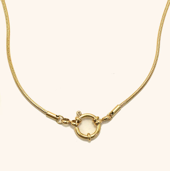 18K Gold Multi-Chain Necklace with Charm Clasp