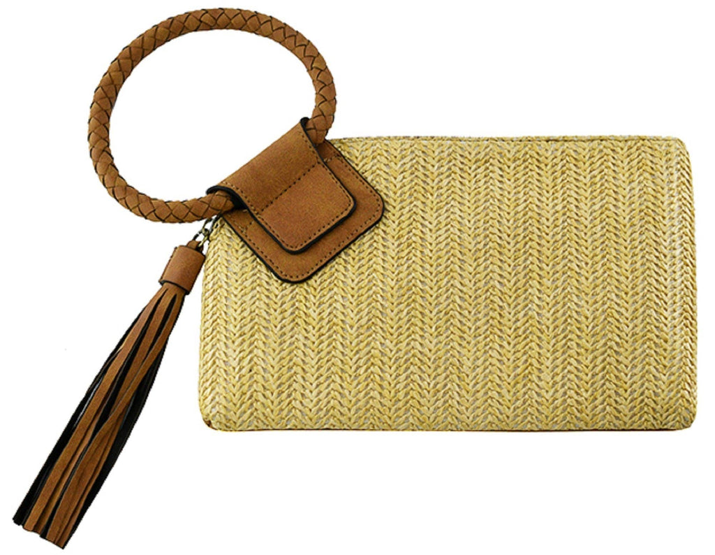 Cheyenne Straw Wristlet Clutch with Tassel