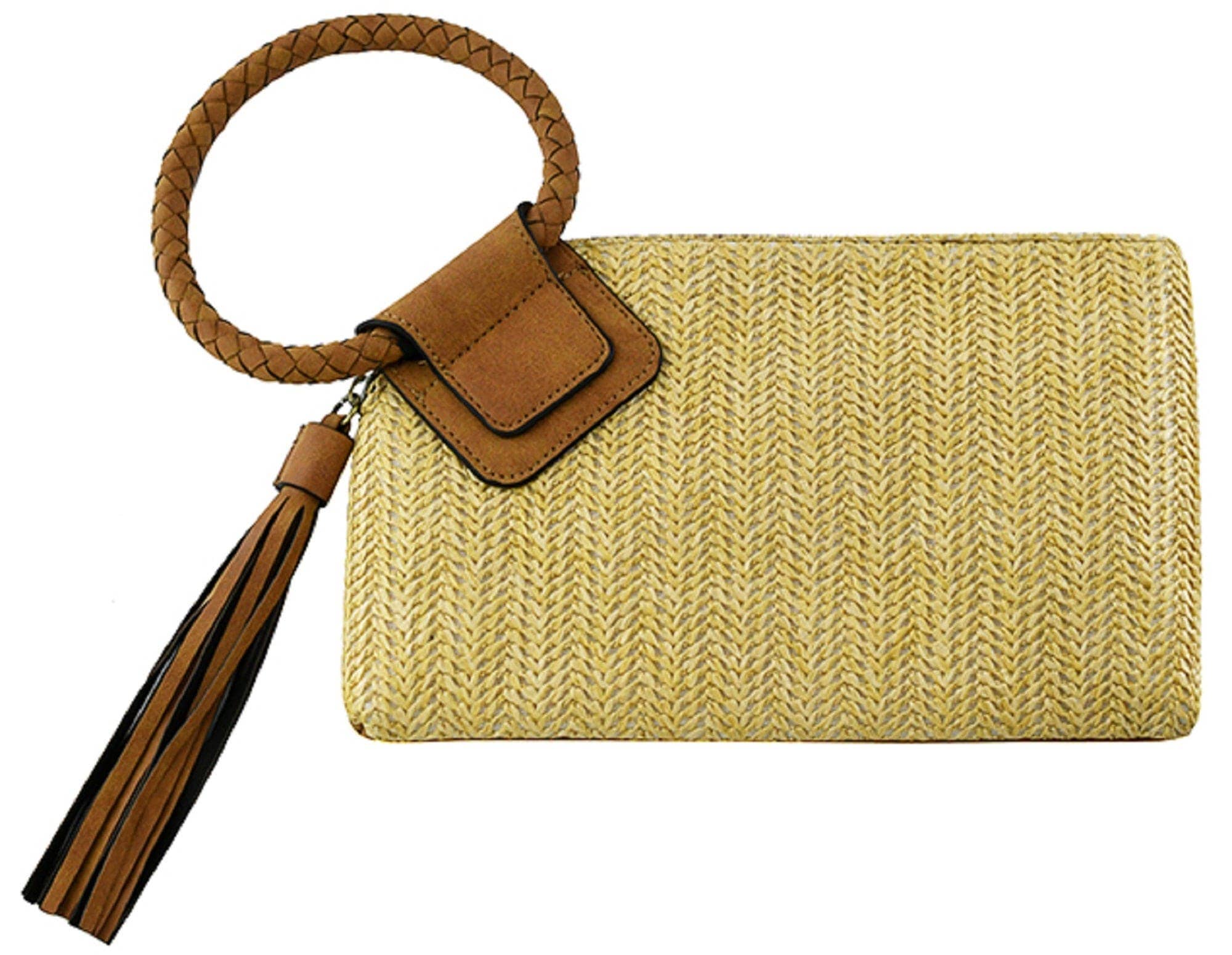 Cheyenne Straw Wristlet Clutch with Tassel