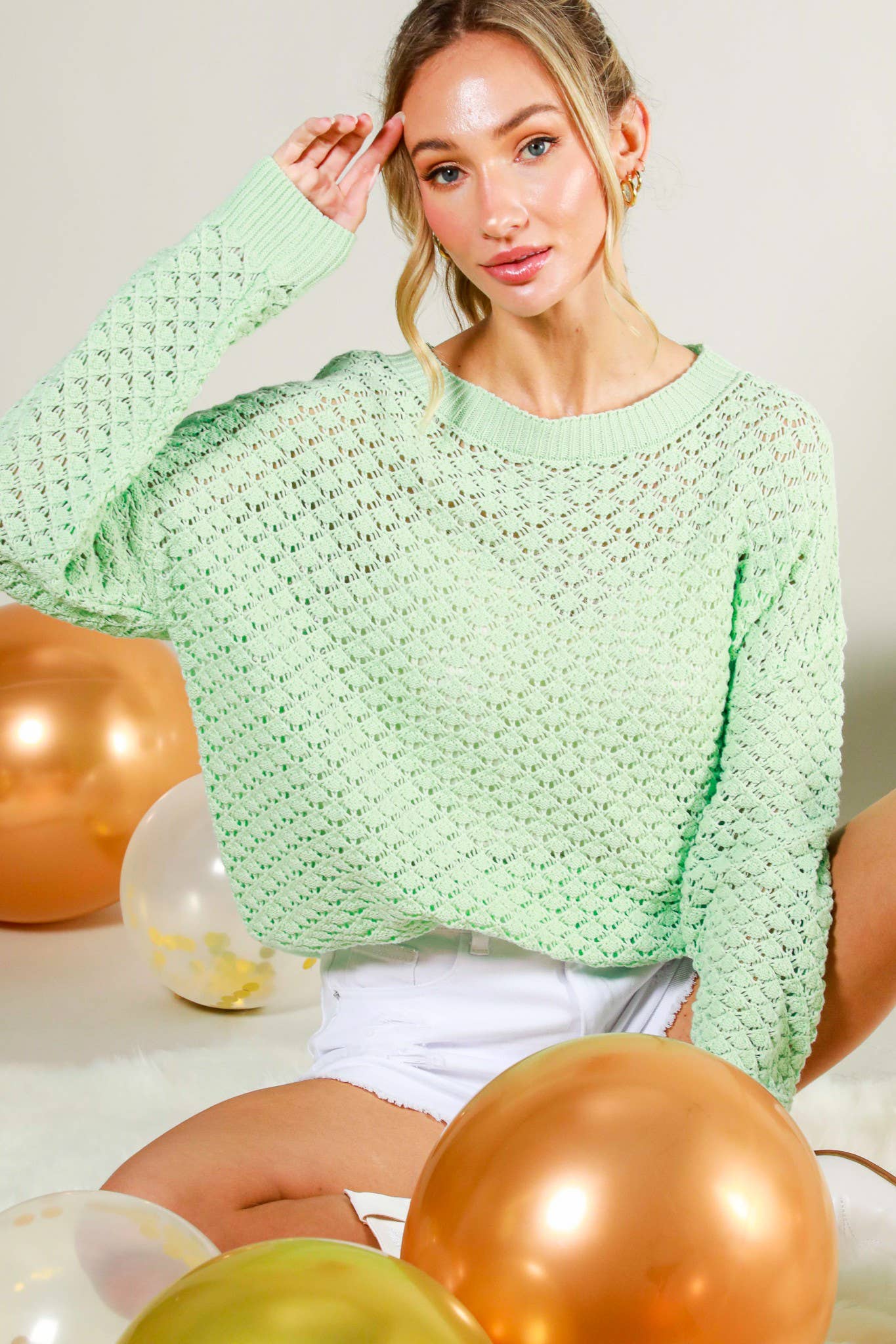 Round Neck Crochet Sweater