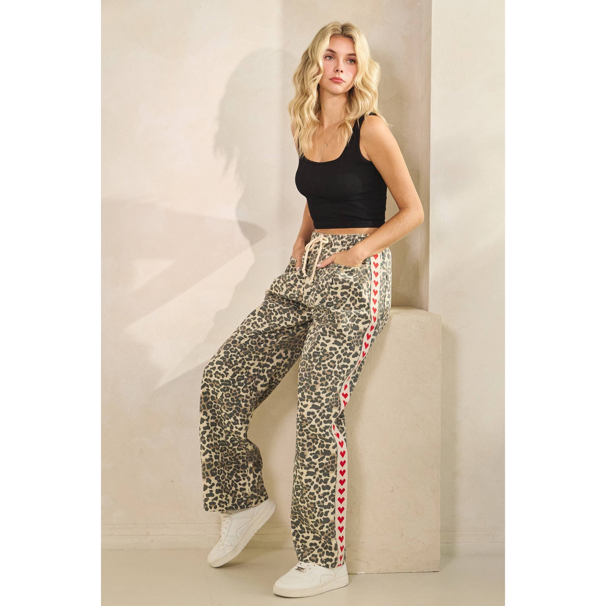 Leopard Striped Wide-Leg Pants