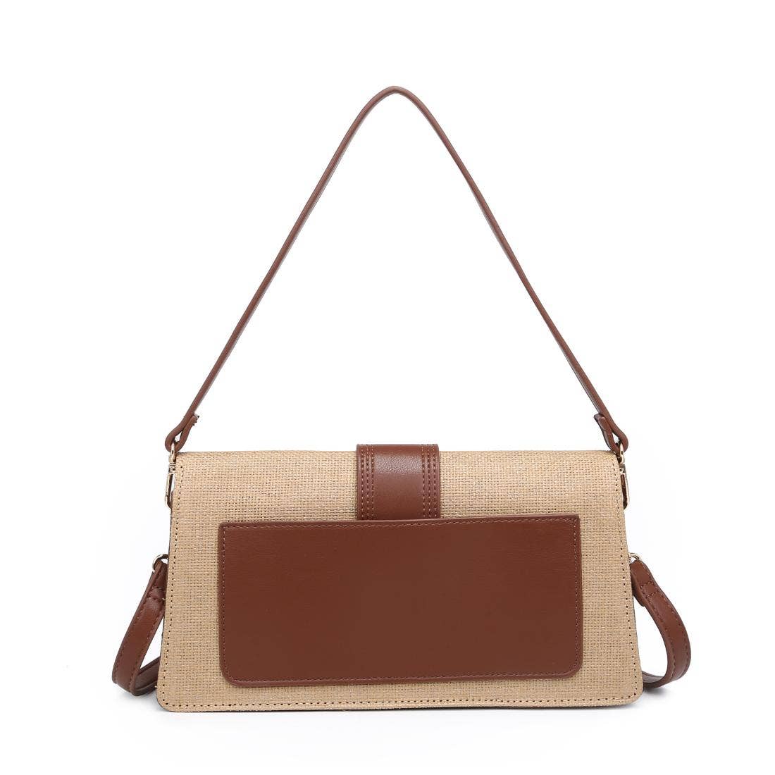 Straw Vegan Leather Crossbody Purse