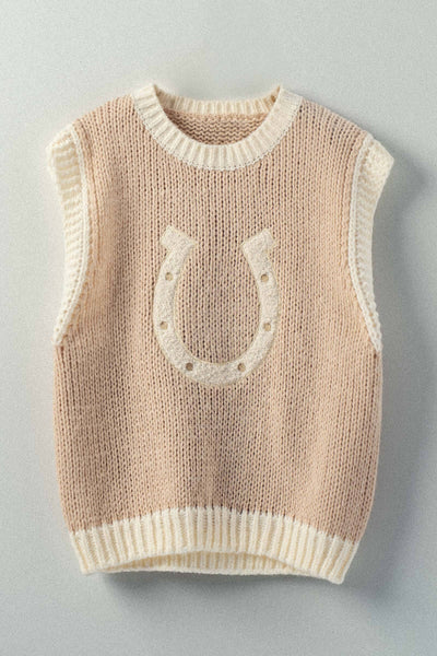 Western Horseshoe Crochet Knit Sweater Vest