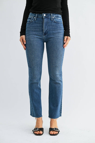 High Rise Tonal Crop Flare Jeans