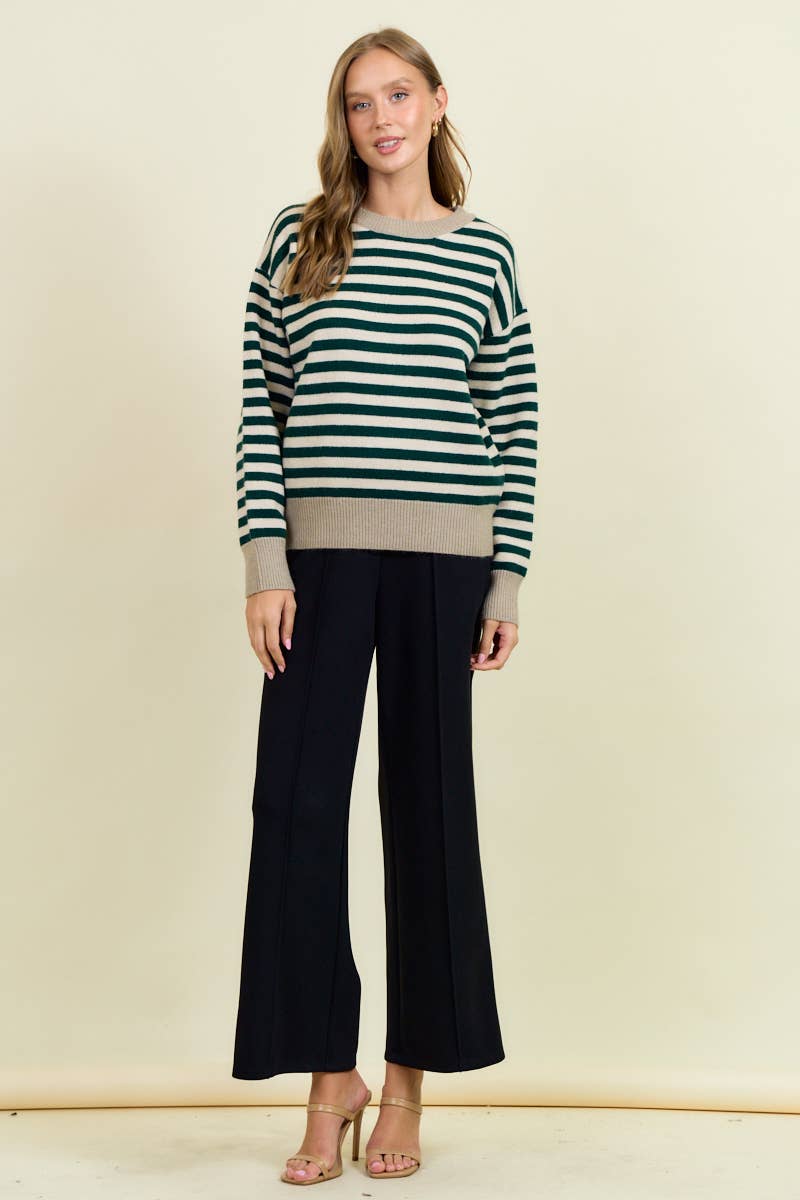 Forest Green Striped Sweater
