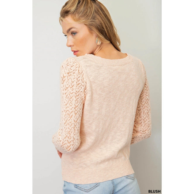 Kori Blush Detailed Sleeve Sweater