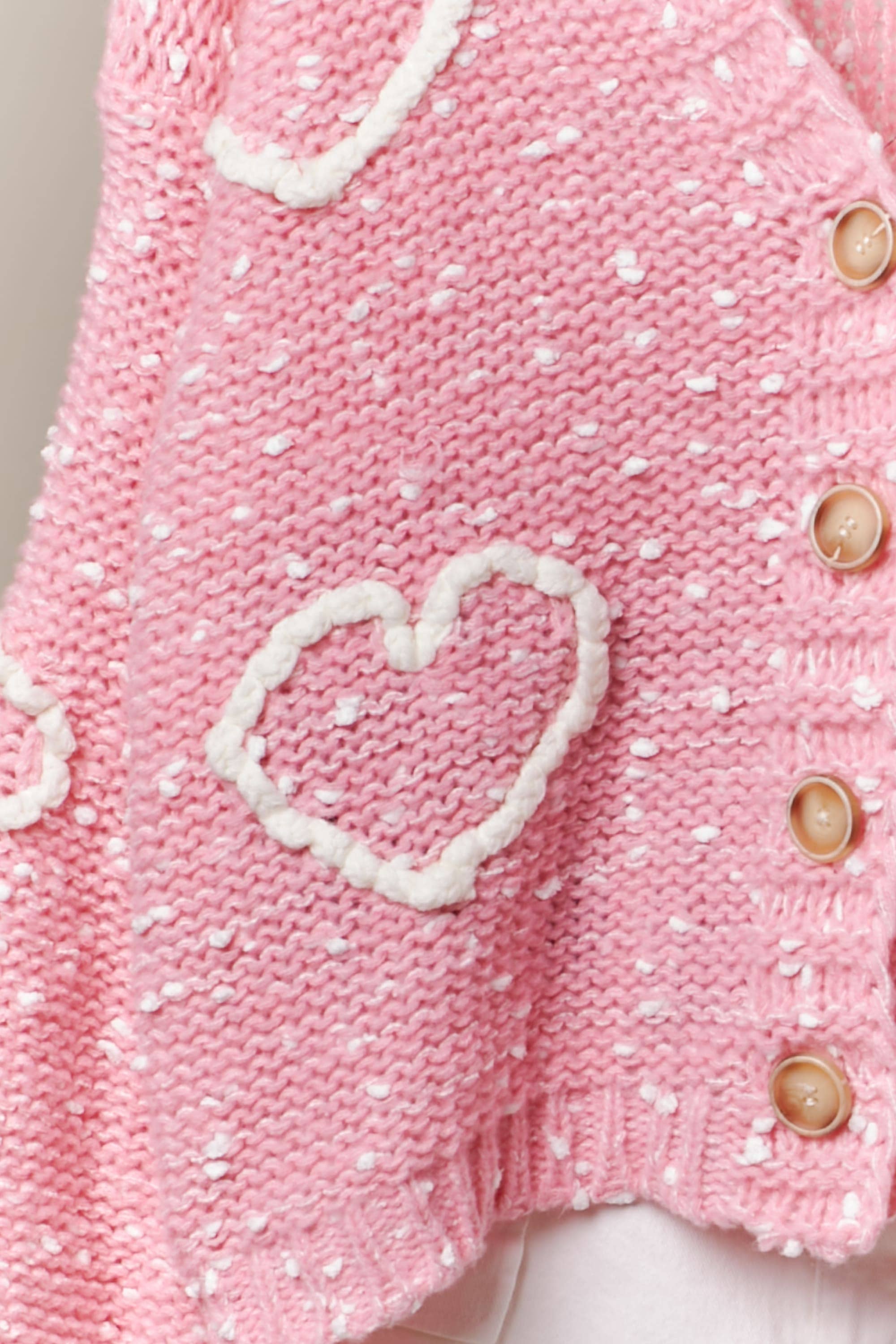 Pink Cardigan with Heart Overstitch