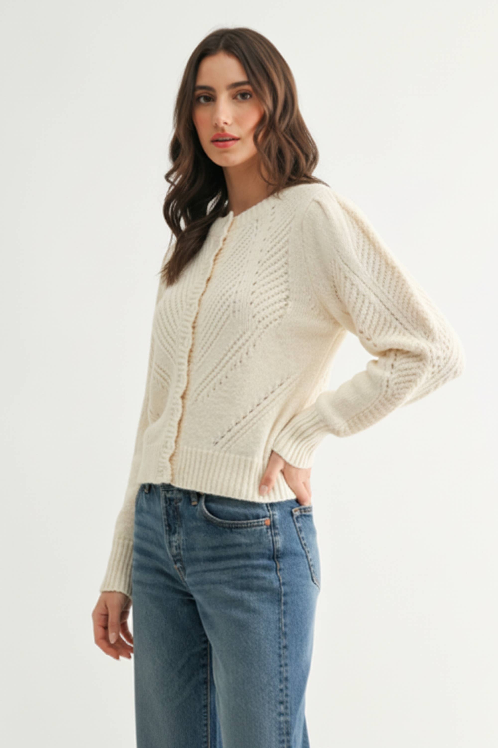 Cable Knit Button-Up Cardigan