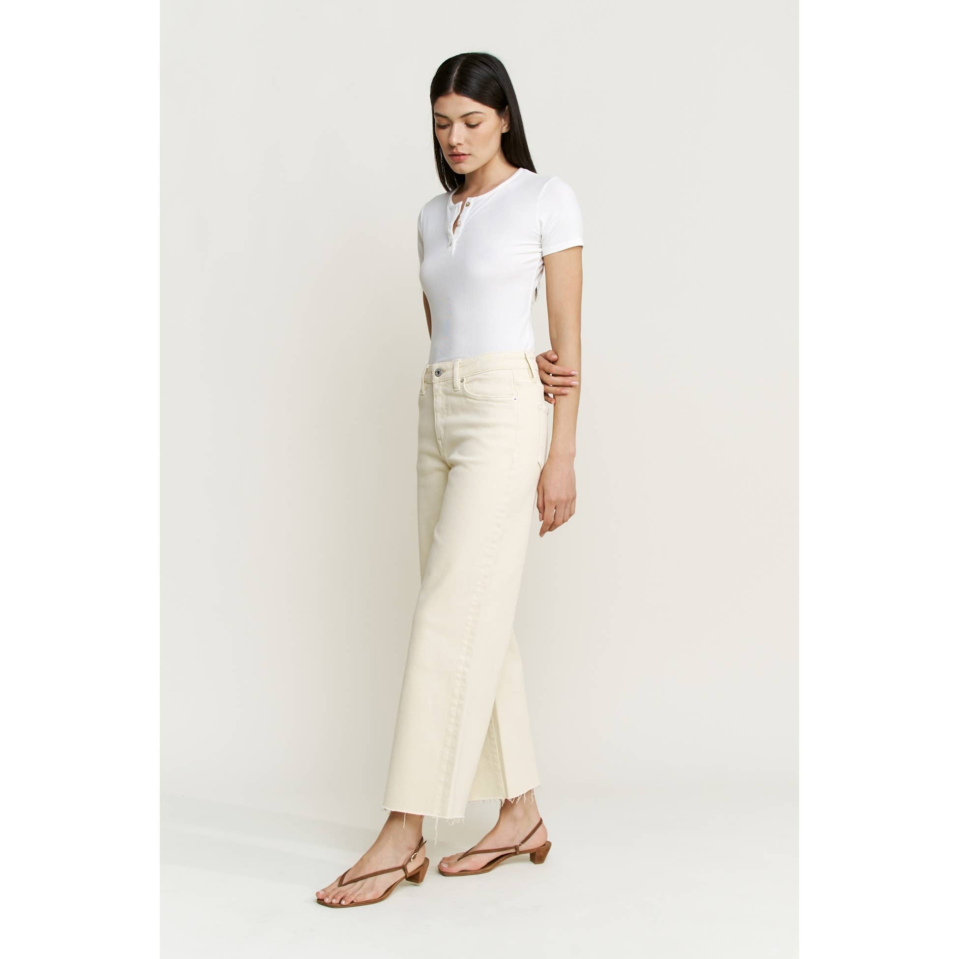 Sandwisp High Wide Crop RawHem Jeans