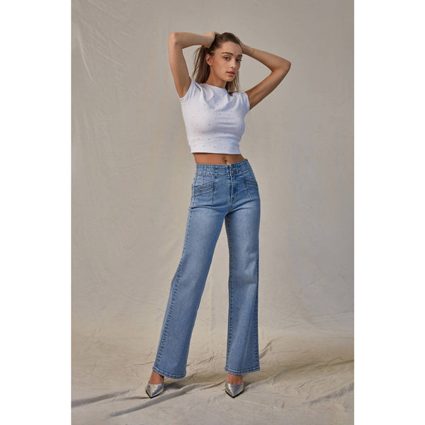 Light Wash High Rise Wide Leg Jean