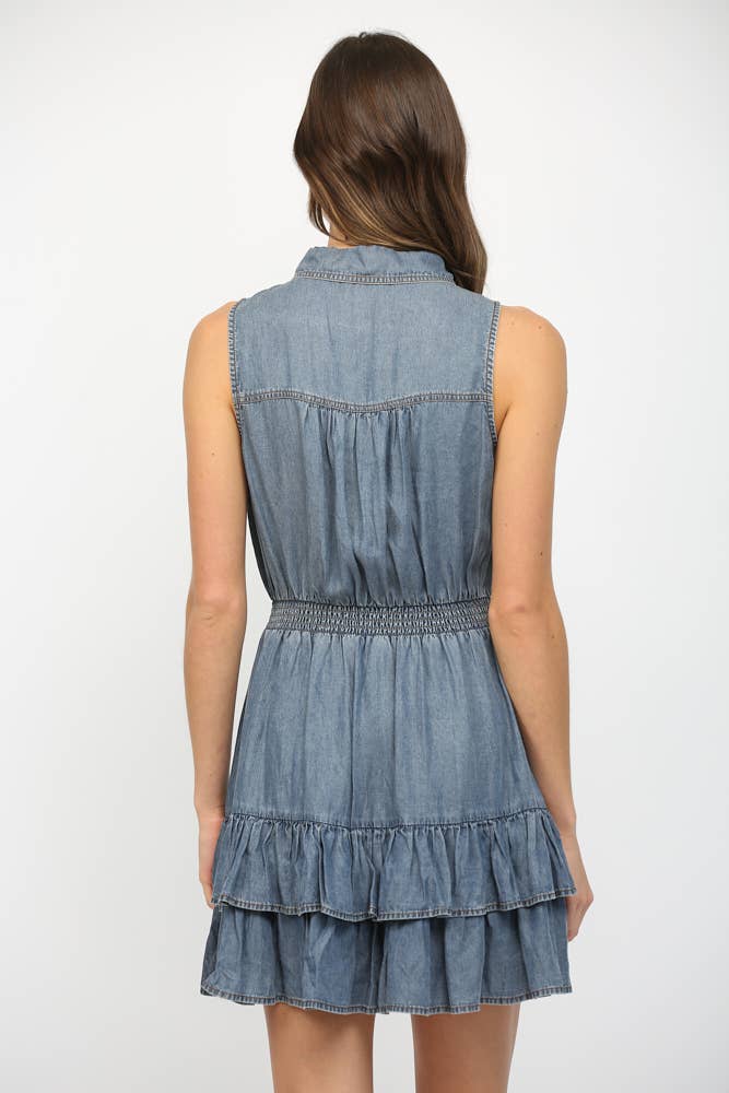 Button Down Sleeveless Tencel Dress