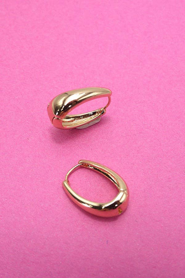 Gold Oval Chunky Hoop Earrings