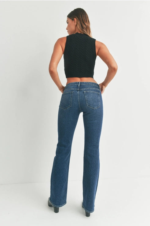 Just Black Denim Dark Low Rise Vintage Slim Bootcut Jeans-Maria