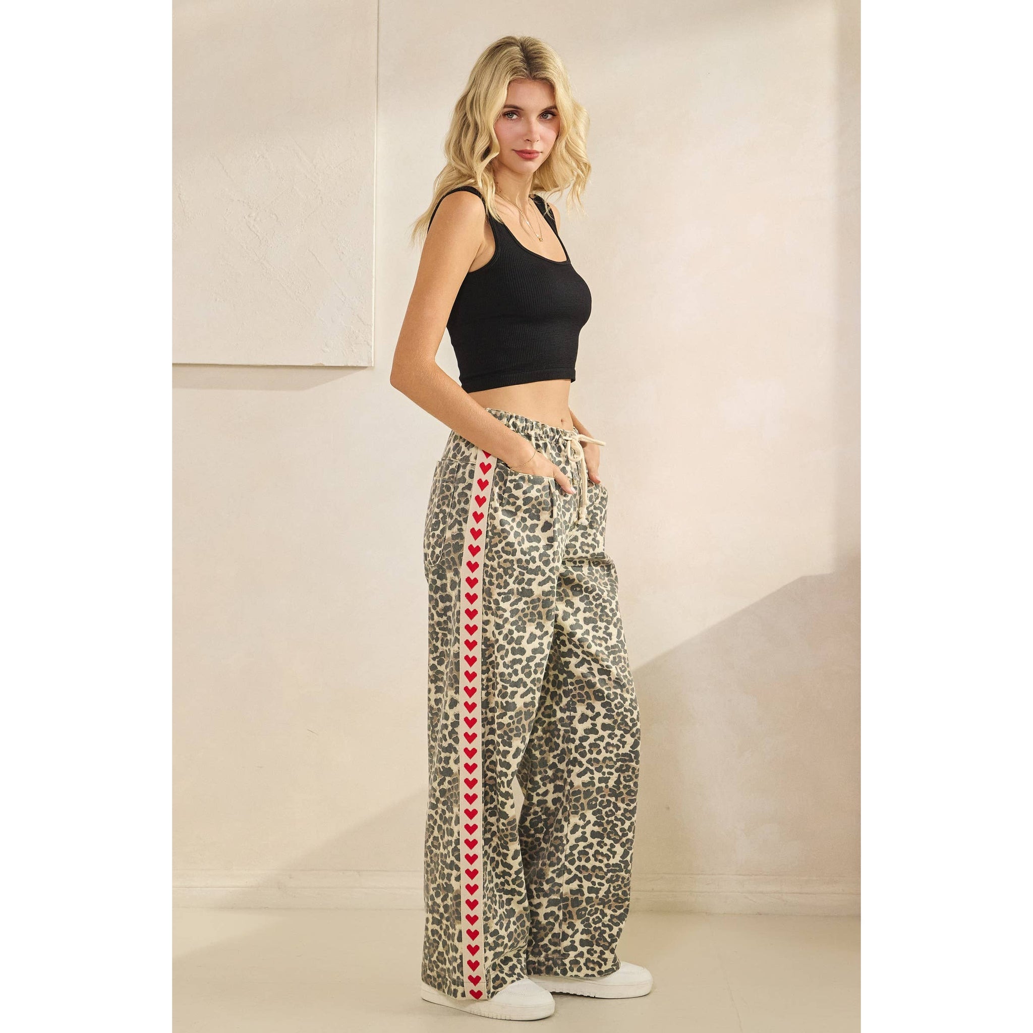 Leopard Striped Wide-Leg Pants