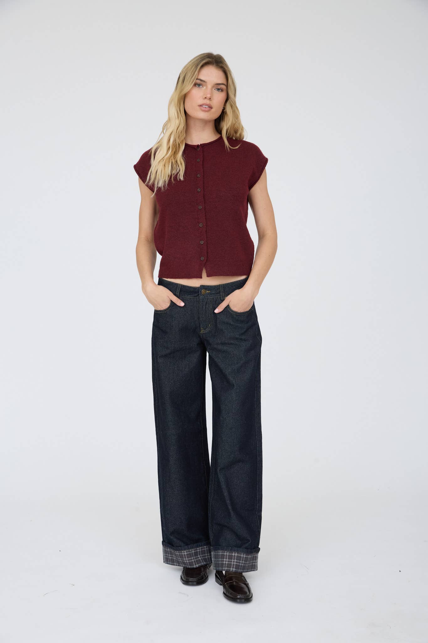 Button-Front Knit Vest