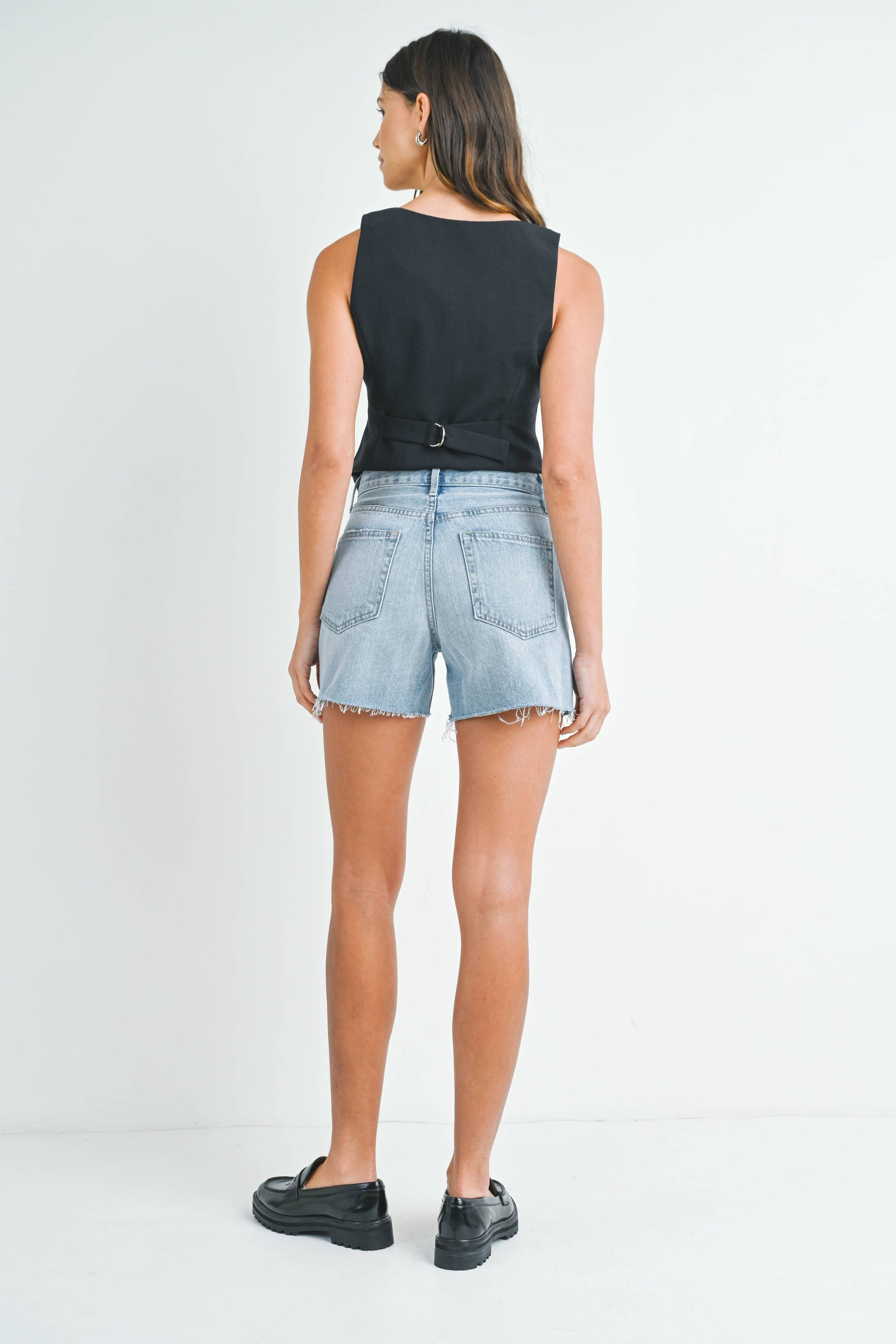 Just Black Denim Light Wash Longer Length Short