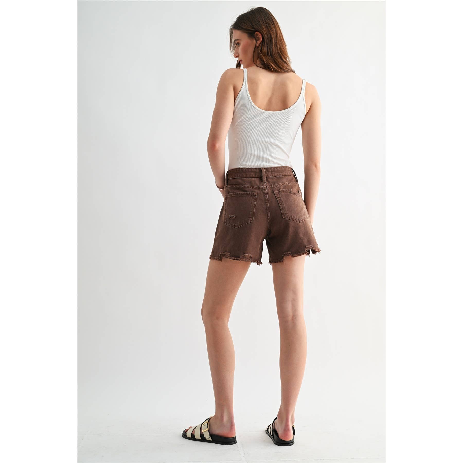 Rigid Boyfriend Midi Shorts – Dark Espresso