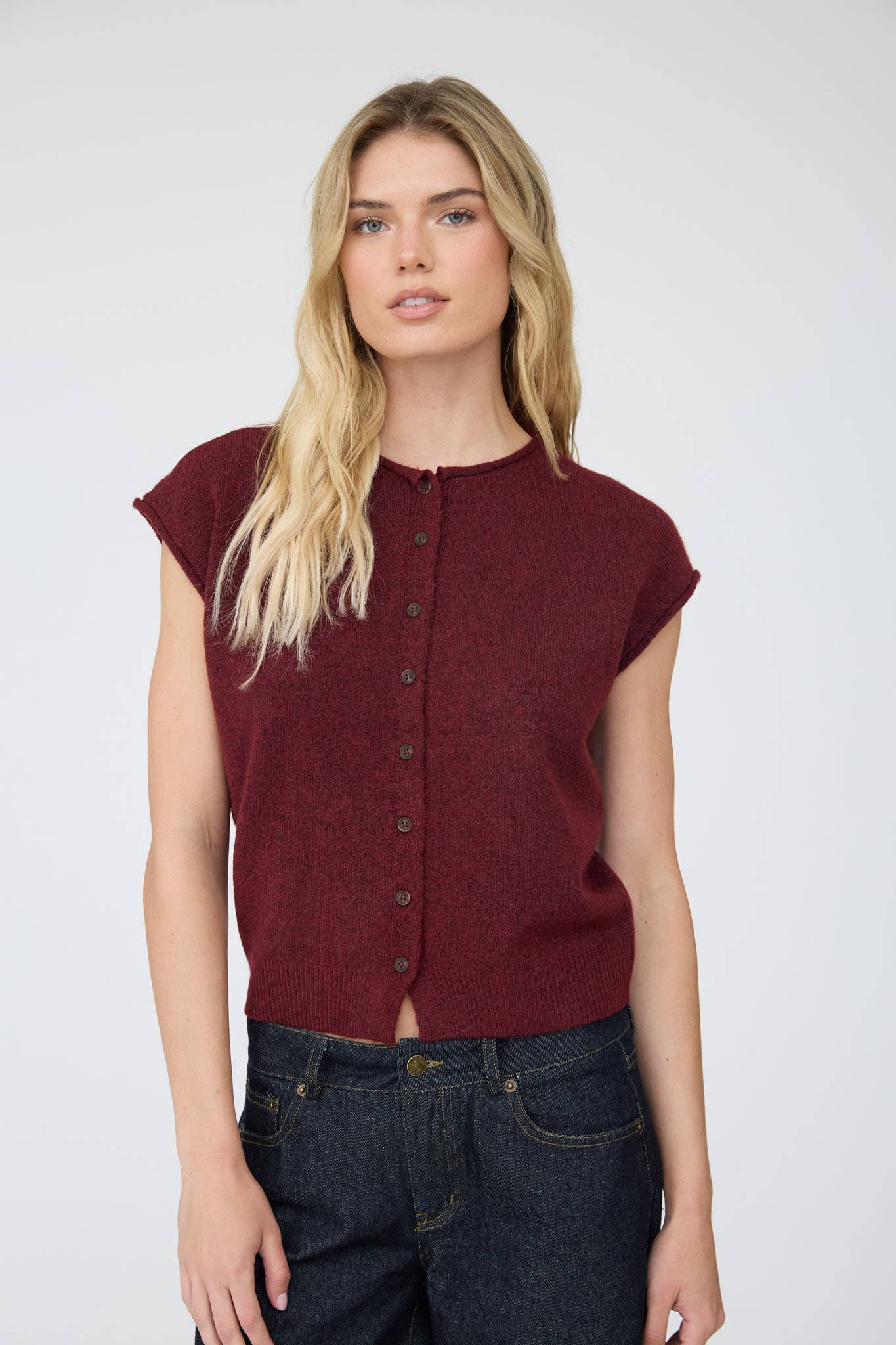 Button-Front Knit Vest