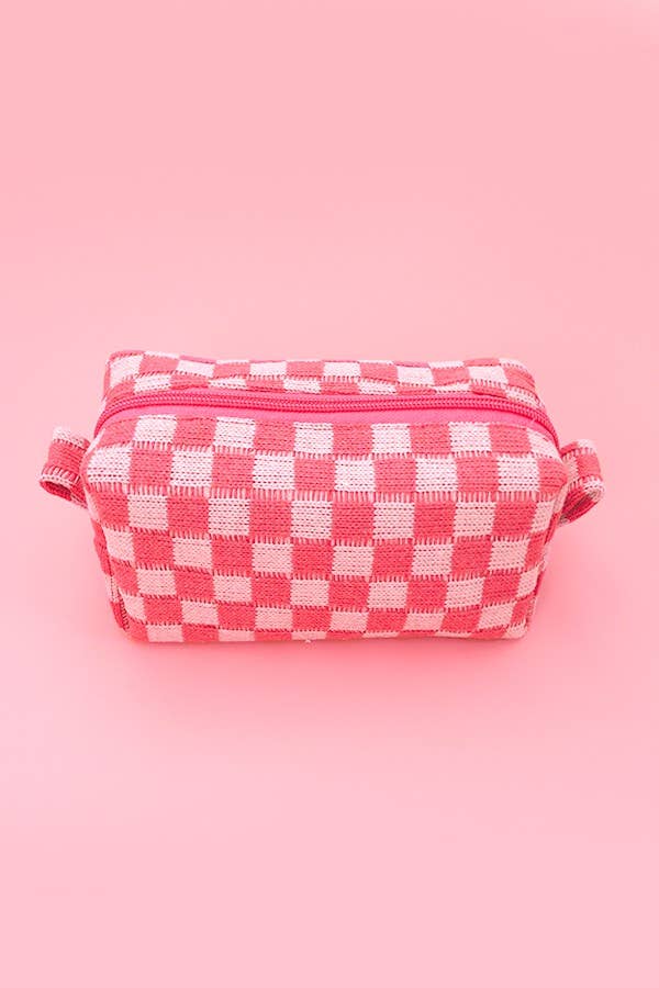 Checker Makeup Pouch Bag