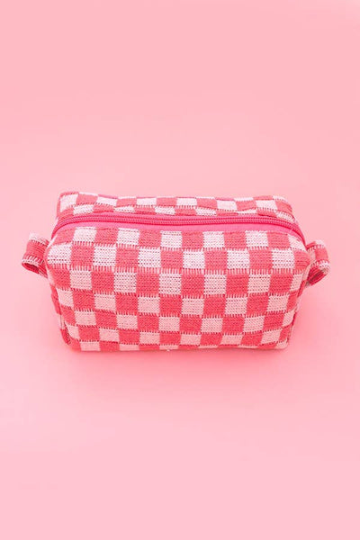 Checker Makeup Pouch Bag