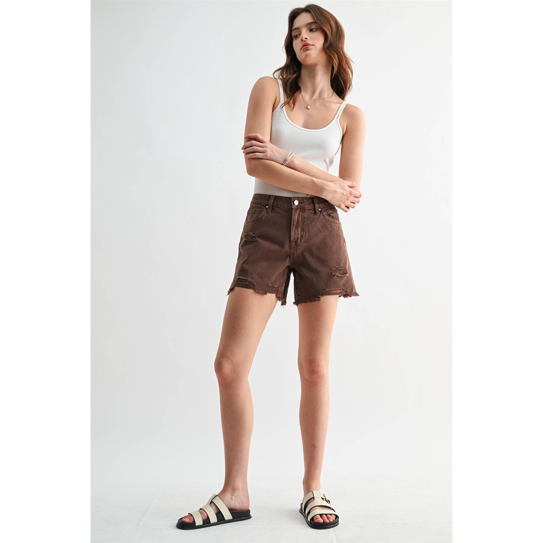 Rigid Boyfriend Midi Shorts – Dark Espresso