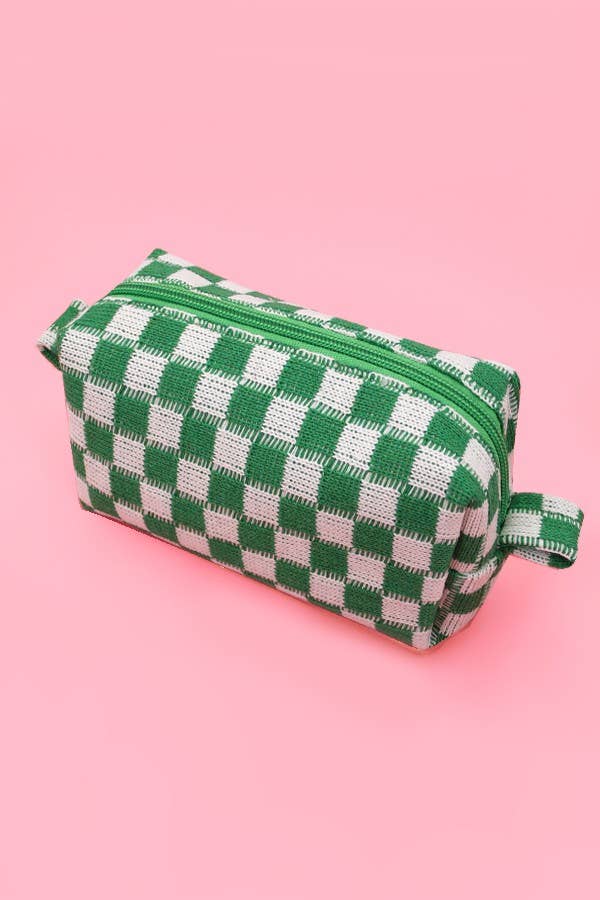 Checker Makeup Pouch Bag