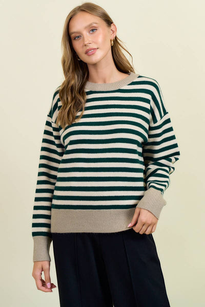 Forest Green Striped Sweater