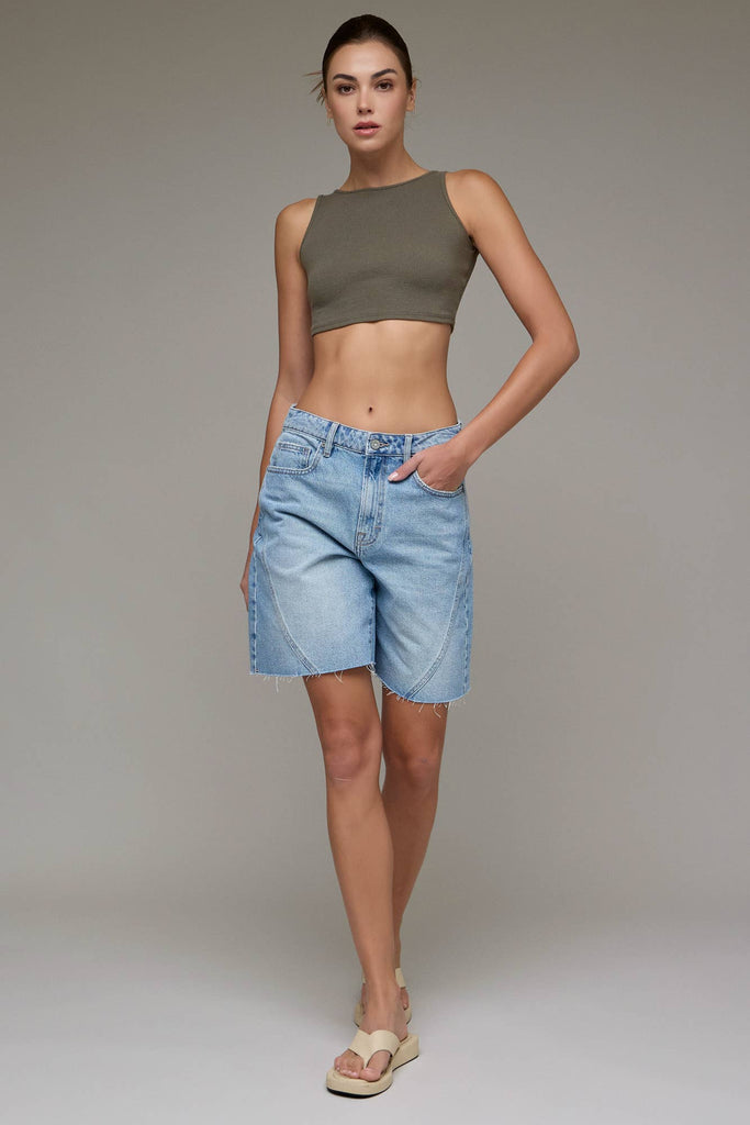 Medium Wash 8" Inseam Baggy Shorts