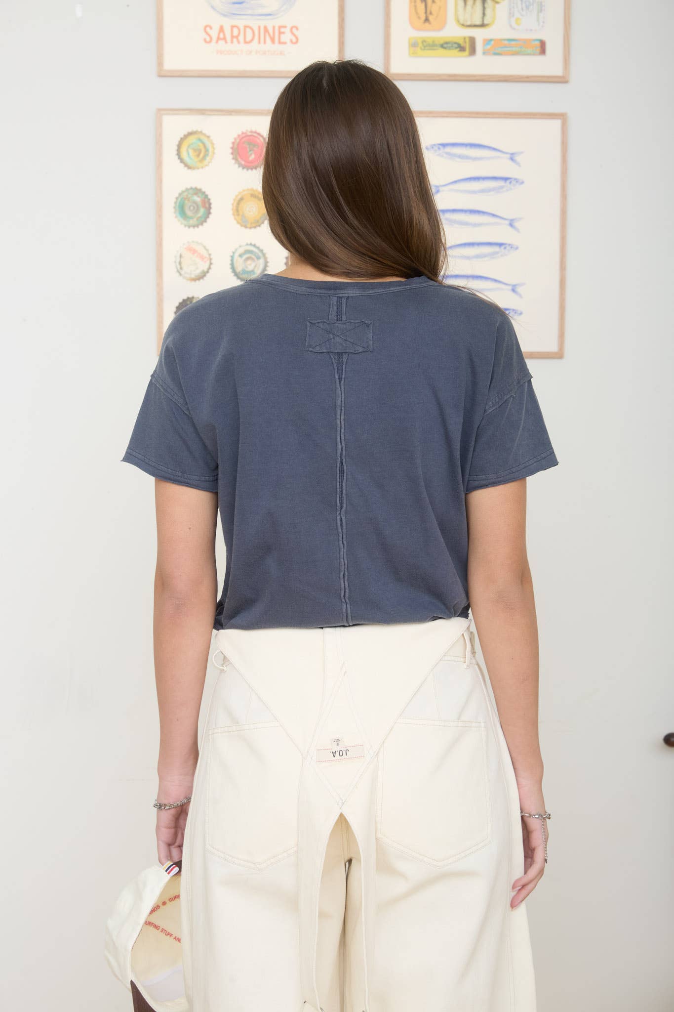 Exposed Seam Short Sleeve Knit Top