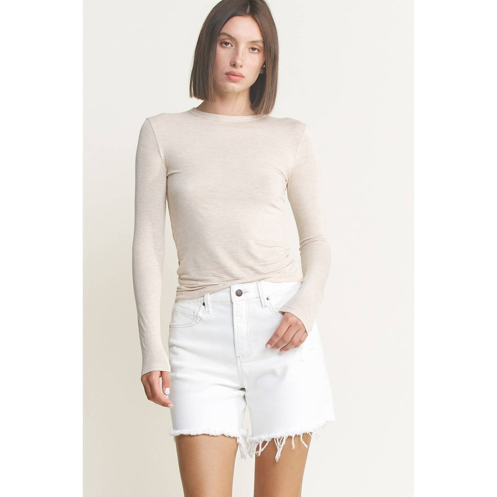 White Denim High Rise Raw Hem Shorts